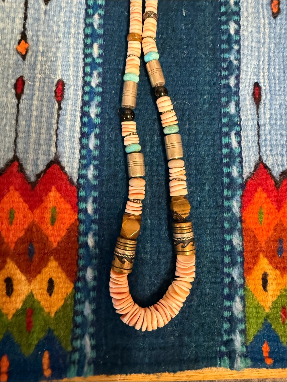 Thomas Singer 28” Shell and Turquoise Beaded Necklace